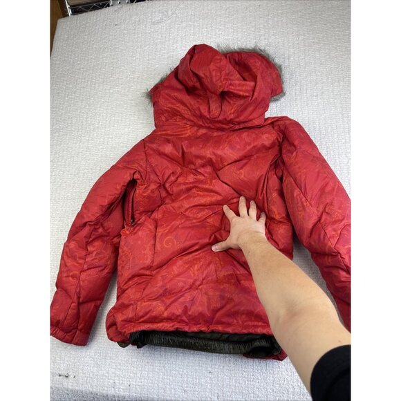 Columbia Titanium 550 Down OrangeRed AOP Floral Ski Parka Jacket Puffer Wom Sz M - Picture 13 of 16